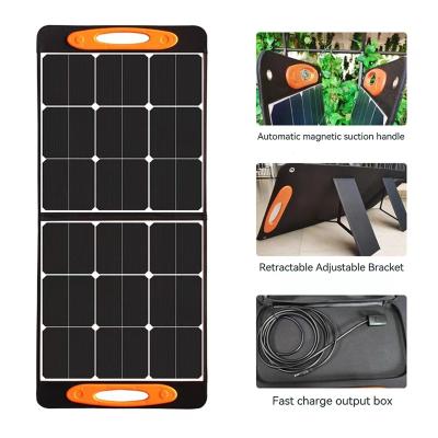 China New Folding 100w Etfe Outdoor Solar Panel Power Portable Solar Charging Panel With Handle for sale