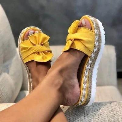 China Fashion Trend Arrivel Ladies Sandalia New 2021 Summer Sandals Bowknot Platform Slipper Women Female Sandals for sale