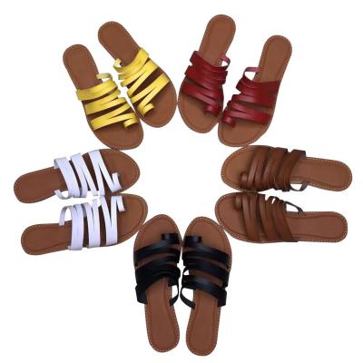 China Wholesale New Arrivals Ladies Slippers 2022 Fashion Trend Round Toe Clip Toe Fashion Breathable Casual Ladies Flat Sandals for sale