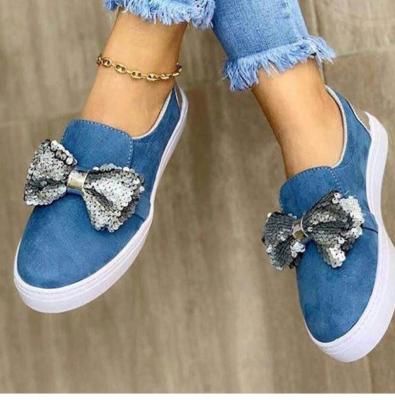 China Custom Breathable New Style Ladies Pattern Casual Shoes Plus Size Flat Solid Color Bow Loafers Ladies Moccasin Shoes for sale