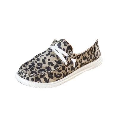 China Amazon AliExpress Lightweight Hot Selling Women's Casual Shoes Plus Size Leopard Print Strap One Flat Pedal Shoes Women Flats for sale