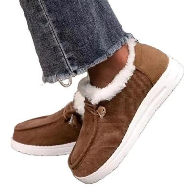 China Factory Direct Sale Winter Ladies Breathable Cotton Shoes Solid Color Round Plush Main Platform Women Casual Loafers for sale