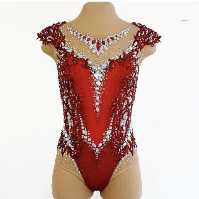 China Breathable Figure Skating Dress Girls Sleeve Rhinestones Skirt Spandex Dance Costumes Sexy Ice Skating Dress for sale