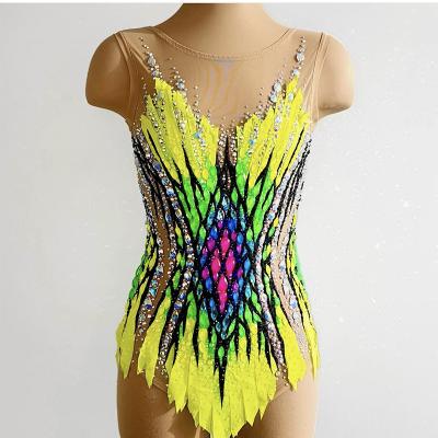 China Breathable Figure Skating Dress Girls  Sleeve Rhinestones Skirt Spandex Dance Costumes Sexy Ice Skating Dress for sale