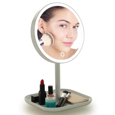 China 2021 Amazon Best Seller Lighted Round Shape Dimmable Touch Sensor Beauty Breeze Make Up Led Mirror for sale