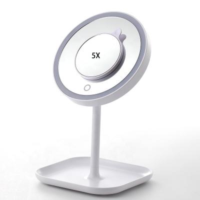 China Cosmetic Smart Light Lit Makeup Mirror De Maquillaje Con Luz Led Espejo de Tableau De Table De Mirror Table Desk White Color Desk for sale