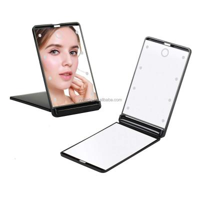 China Pocket Lighted Makeup LED Mirror, Portable Travel Pocket Makeup Mirror Dimmable 8 Led Lighted for sale