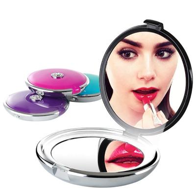 China The Pocket Mirror Lighted Travel Makeup Mirror, Portable Round Magnifying Mirror 1x/10x Battery Cable The Hand Mirror for sale