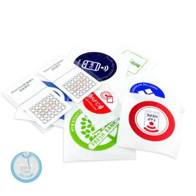 China Waterproof/waterproof custom size logo printing 13.56mhz tag 215 radio frequency id Nfc rfid tag/social media sticker for sale