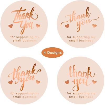 China Pretty Waterproof Design Customize Font Label Sticker 1.5 Inch Gold Color Thank You Stickers Decorative Gift for sale