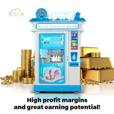 China 24/7 Automated Ice Cream Vending Machine Custom With Coin Bill Credit Card Payment for sale