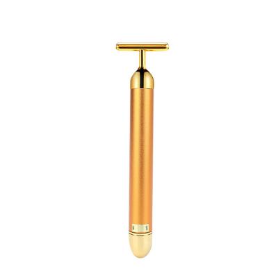 China Eye Care Best-selling Gold Bar Massager Vibrating Electric Magic Wand Facial Shape Face Massager T-shape Beauty Bar for sale