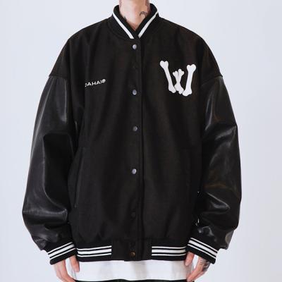 China 2021 Viable New Design Award Viable Custom Black Oversized Jackets Wholesale Letterman Jackets for sale