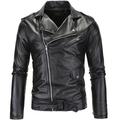 China 2021 Fashion Durable Biker Motorcycle Pu Leather Jacket Men's Jackets Durable Black Leather Color for sale