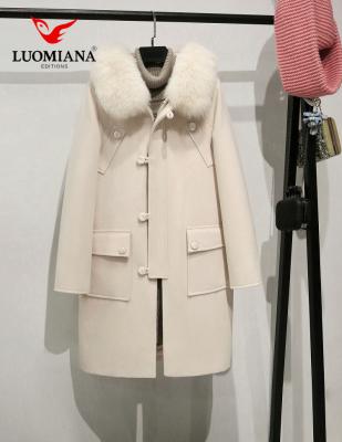 China 2022 Wholesale High Quality Anti-shrink Winter Ditch Wool White Coat Long Collar Women's Anti-shrink Fur Coat for sale