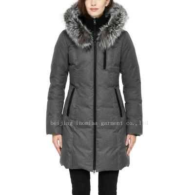 China Plus Size Women Plus Size 2021 Winter Long Down Jacket With Silver Fox Fur Parka for sale