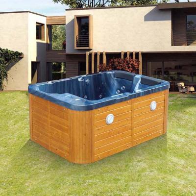 China BALISI 2 Person Outdoor Garden Bath Tub Hot Tub Spa Tubs Wooden Bathtub And Whirlpool Massage for sale