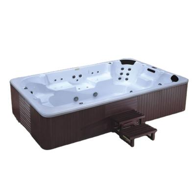 China BALISI freestanding 3.6 meter large size spa bath with whirlpool massage wood frame swimming tub large outdoor for sale