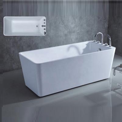 China BALISI freestanding 1.6 meter white acrylic square design with slim edges modern bathtub with rounded corners and faucet stand for sale