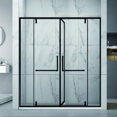 China Modern BALISI Made in Porcelain Black Frame Shower Enclosed Large Size Double Door Handle Stainless Steel Glass Shower Room for sale