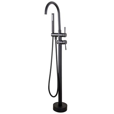 China Without sliding bar BALISI hot and cold water mixer black color Europe cupc brass bathtub mixer floor standing bathtub faucet to the floor black for sale