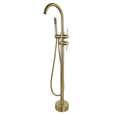 China Without sliding bar BALISI hot and cold water mixer black color Europe cupc bathtub mixer floor stand brass bathtub faucet for sale