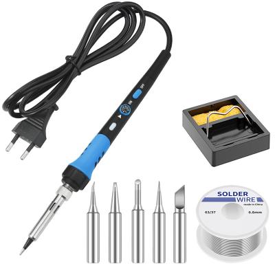 China Adjustable Performance 60W Soldering Iron Kit Temperature Electric Soldering Iron Regular Solder Set with 5pcs Solder Tips, 50g Solder Wire for sale