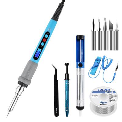 China High Quality Work Soldering Iron 60W Soldering Set With Digital Display Constant Temperature Soldering Iron Solder Tips Solder Wire for sale