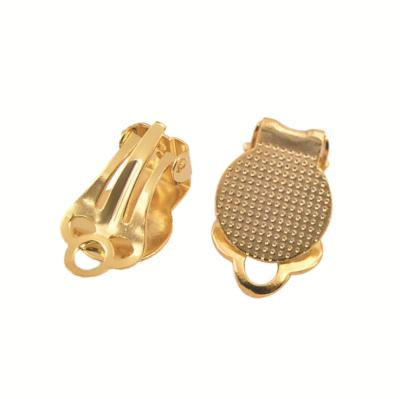 China Fashionable Jewelry Findings High Quality Brass Ear Clip Backs DIY Earring Findings Women Girl Jewelry Making Accessories Nickel Plating Silver Earring Clip for sale