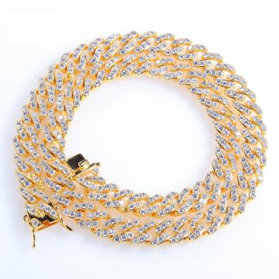 China Hiphop Jewelry Whole Ice Out Gold Plated Miami Suppliers Hip Hop Couples Jewelry Diamond Cuban Link Chain Necklace for sale