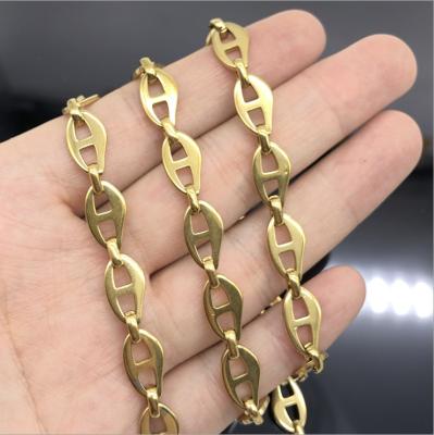 China Bean Chain Jewelry Making For Ladies Stainless Steel 18K Gold Plated Hog Nose Chain Coffee Bracelet Jewelry Designs Findings 2021 Trendy Jewelry New for sale