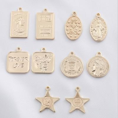 China Fashion Jewelry Findings High Quality 14k Plating Real Gold Color Now Retro Western Pop Charms Pendants For Necklace Jewelry Making for sale