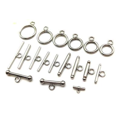 China Jewelry Making Stainless Steel T Shape Bar With Circle Round Hook Jewelry Wholesale Bracelets Making Clasp Fashion Toggle Clasp for sale