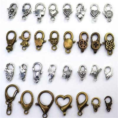 China Trendy Jewelry Findings Wholesale Jewelry Findings Large Vintage Zinc Alloy Pattern Lobster Claw Clasp Accessories For DIY Jewelry Making for sale