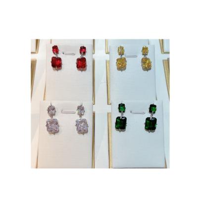 China High Quality EMMA EM022 Square 3A Zircon Stud Earrings High Quality for sale