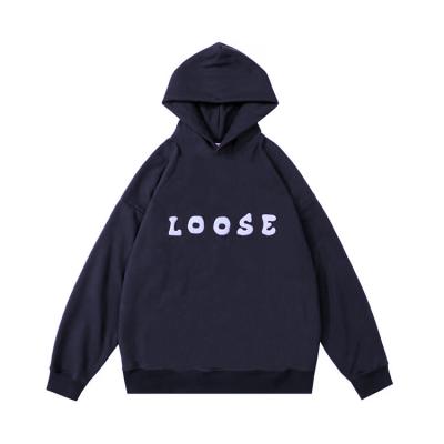 China Windproof 380 Grams Drop Shoulder Inside Fleece Solid Color Breath Printing Logo Hoodie for sale