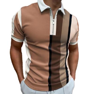 China QUICK DRY Sublimation Printing Stripes Color Block Short Sleeve Golf Polo T-Shirt for sale