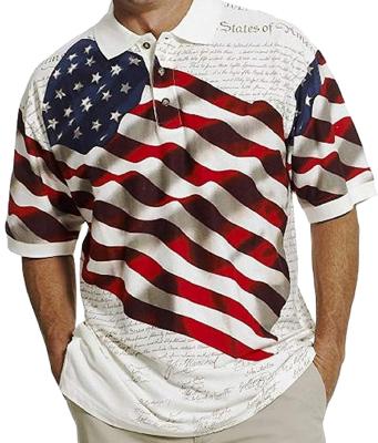 China Anti-pilling 4th of July 100%Cotton Patriot Traders All American Flag Over Patriot Men's Polo Shirt for sale