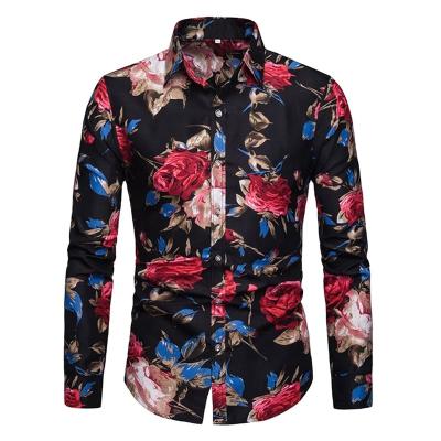 China Anti-pilling Mens LongShort Sleeve Floral Print Dress Shirt Hawaiian Beach Button Down Shirt for sale