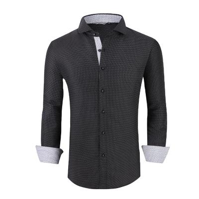 China Printed Anti-Pilling Mens Dress Shirts Long Sleeve Regular Fit Button Down Shirt for sale