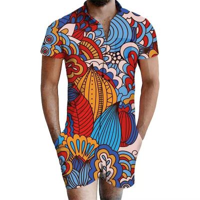 China Breathable Mens Latest Digital Printing Hawaiian Summer Rayon Fabric Overalls T-Shirt for sale