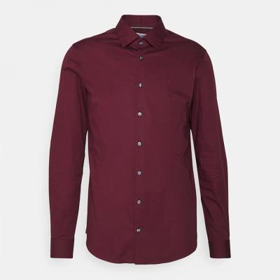 China Anti-pilling long sleeve slim fit plain color men's cotton button down formal business style shirts for sale