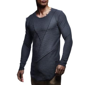 China Men's Anti-Wrinkle Long Cotton T-shirt Classic Stylish Slim Fit Oversized Longsleeve Skin Friendly Tee for sale