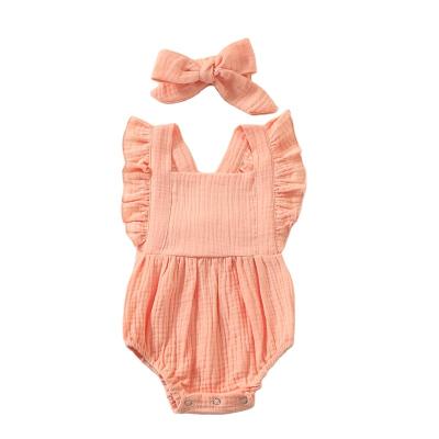 China Solid 100% Cotton Summer Babies Romper Newborn Infant Sleeveless Rompers Kids Fashion Baby Clothes for sale