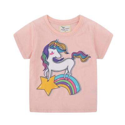 China Breathable Girls Tees Kids Tops Shortsleeve Clothes For Summer Kids T-shirt for sale