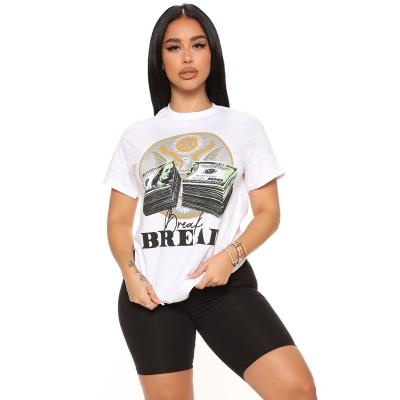 China QUICK DRY Women's Bread Graphic Crew Neck Sleeve T-shirt Lady Personalized Printing Female Short Casual Wear for sale