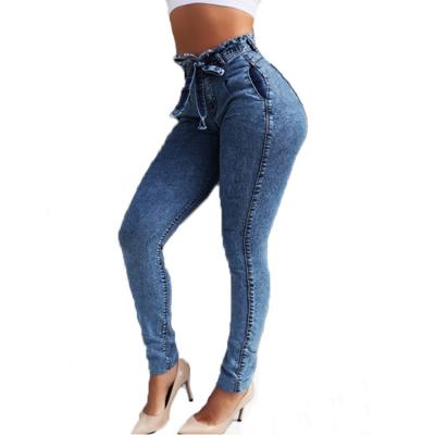 China Breathable High Waist Jeans For Women Slim Skinny Jean Jeans Woman Bodycon Tassel Belt Stretch Denim Bandage for sale