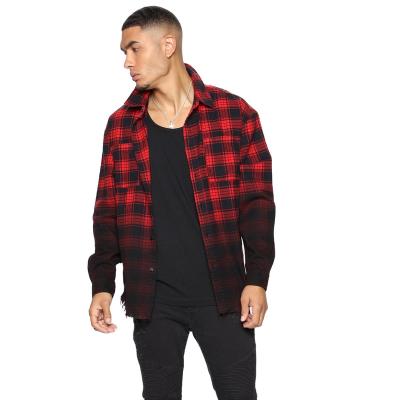 China Breast Plaid Men's Long Sleeve Single Breasted Anti-Shrink Shirt Masculine Chic Turn Down Collar Shirt Casual Leisure Trendy Shirt for sale