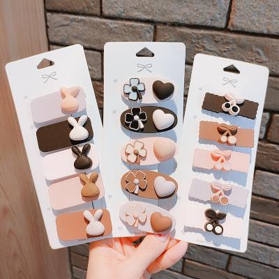 China Hair clip Autumn And Winter New Sweet and cute hair clips hair clip heart girl tea color milk cartoon wild children hair clips for sale