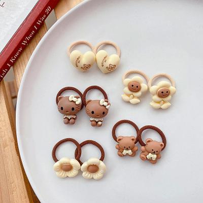 China New Cartoon Resin Hair Tie 10PCS/SET Mini Korean Cute Flower Animals Elastic Hair Sprial Ties Set For Kids for sale